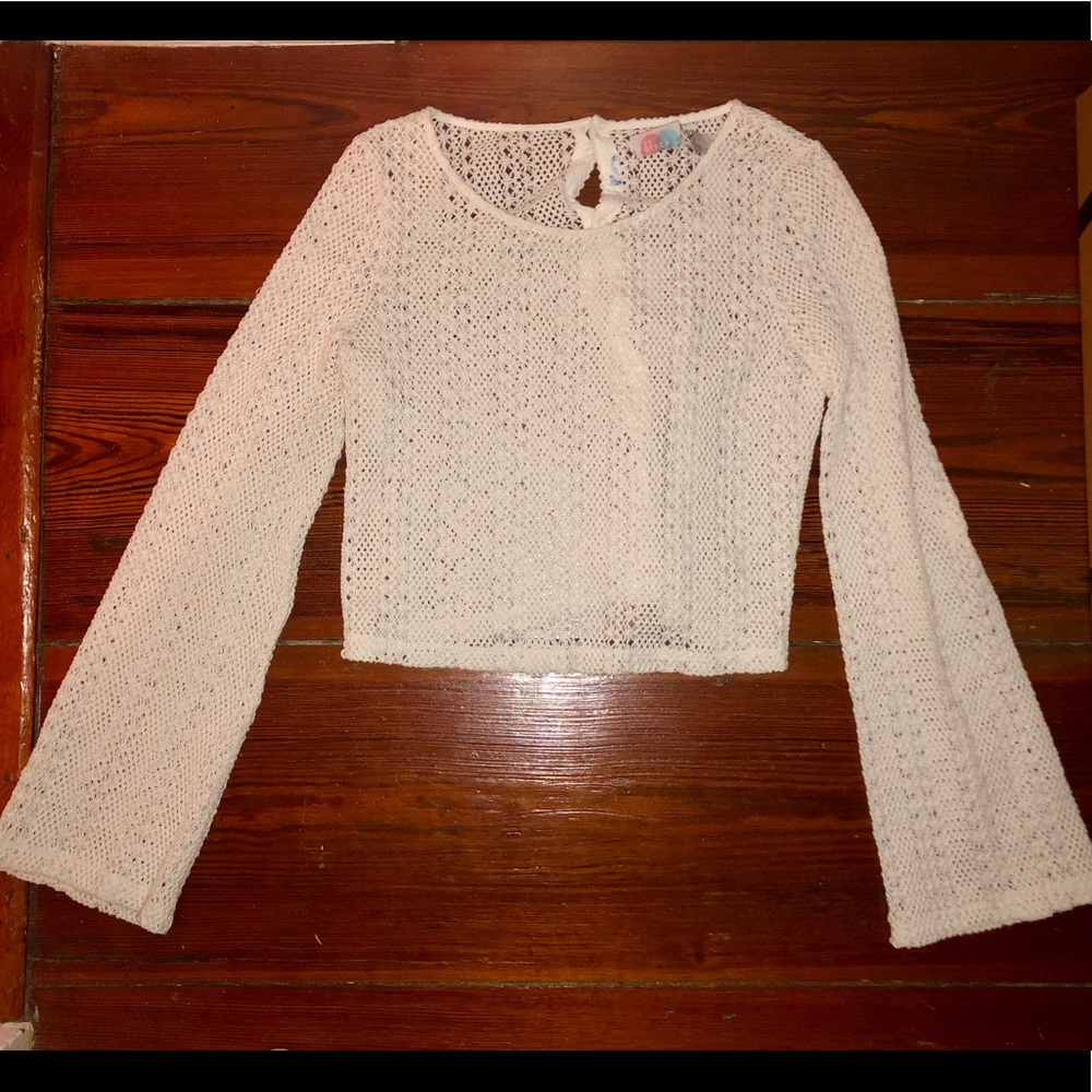white free people beach long sleeve crop top